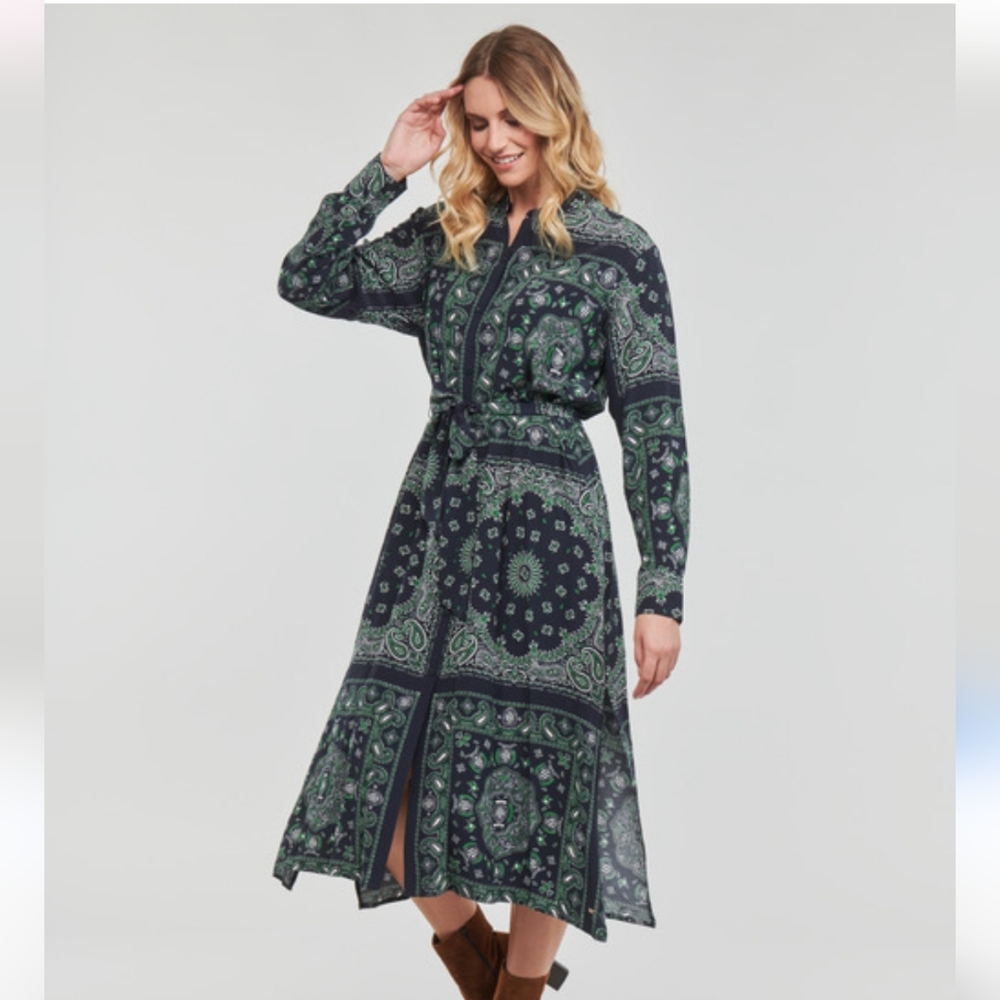 Tommy Hilfiger BANDANA VIS MIDI SHIRT DRESS SIZE: US 12